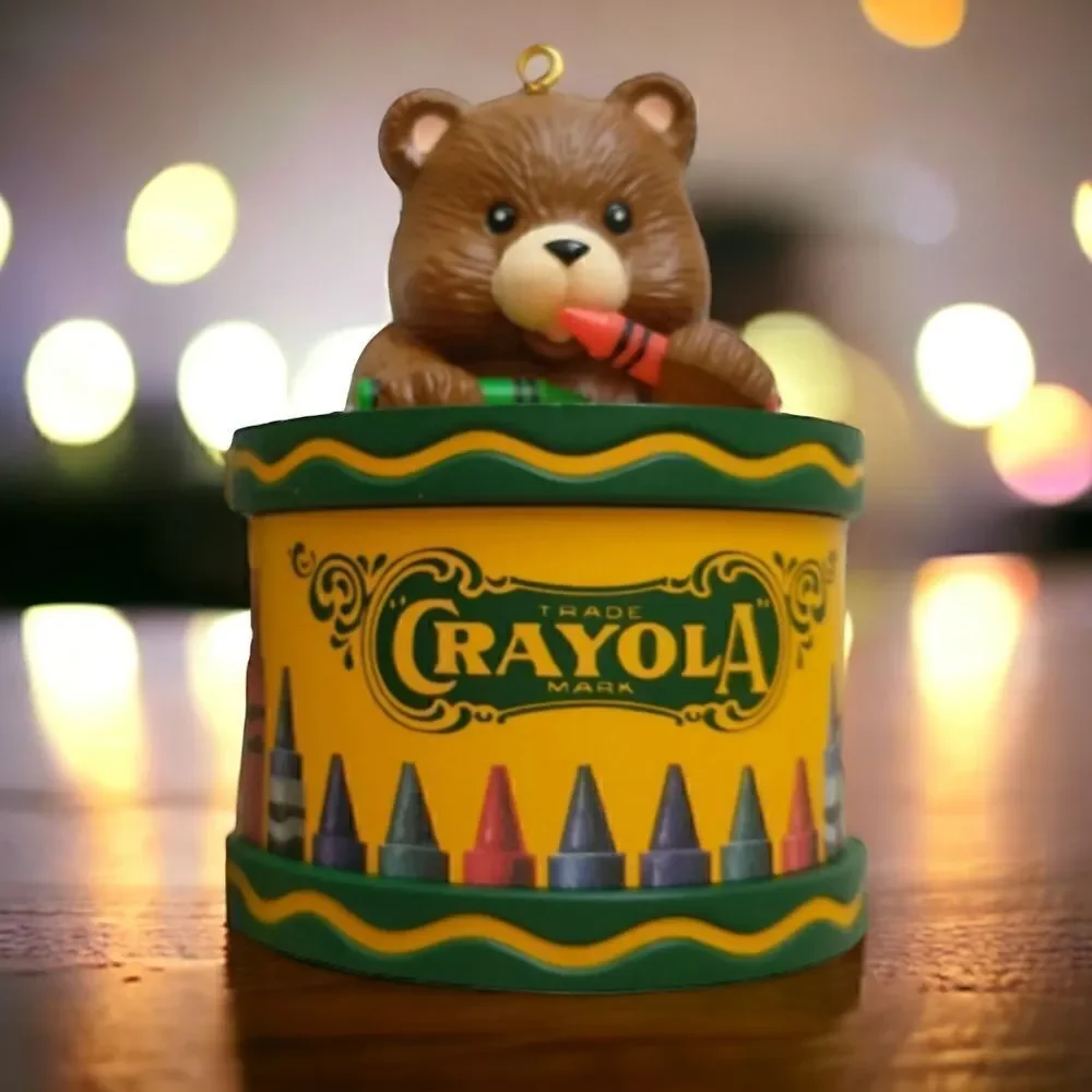 Crayola Ornament Christmas Teddy Bear Crayons Binney Smith Teacher Gift Vtg 1992